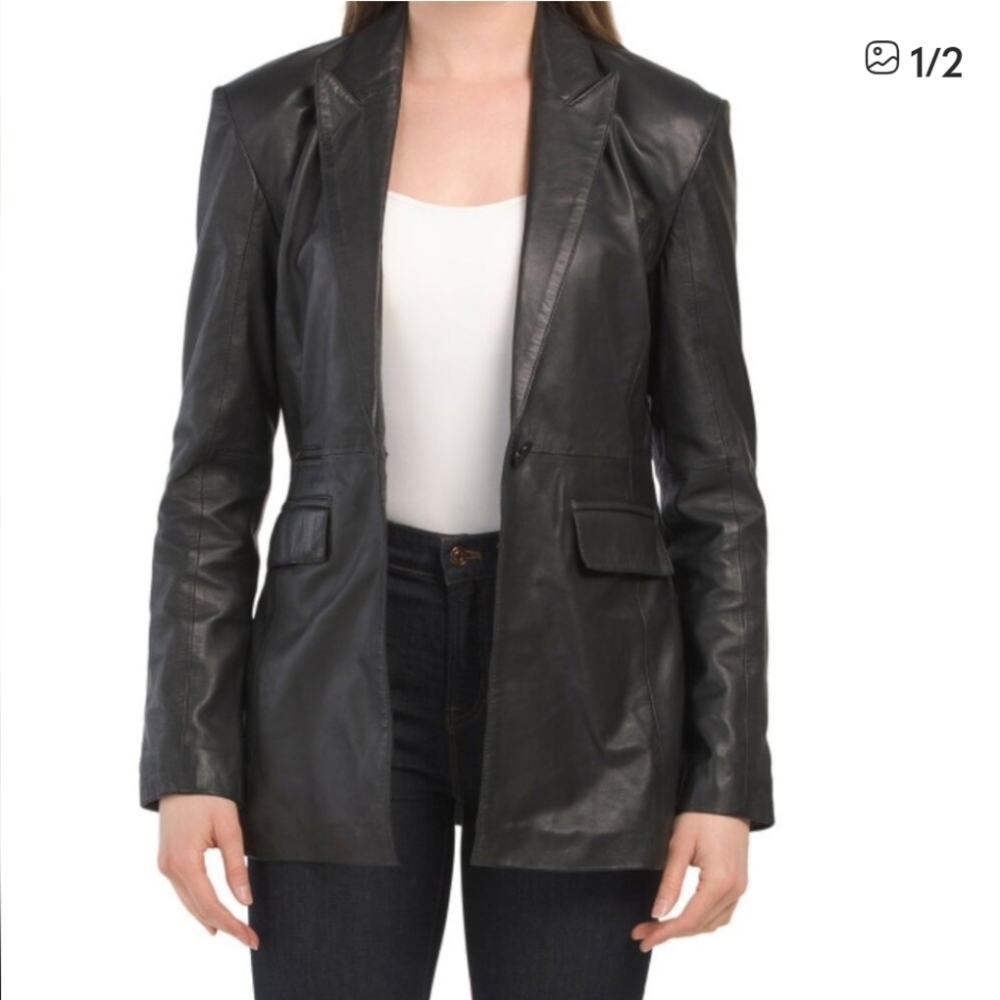 NWT BOD & CHRISTENSEN 🤎 Tobacco Brown 🤎 Leather Blazer Sz Small - Picture 9 of 9
